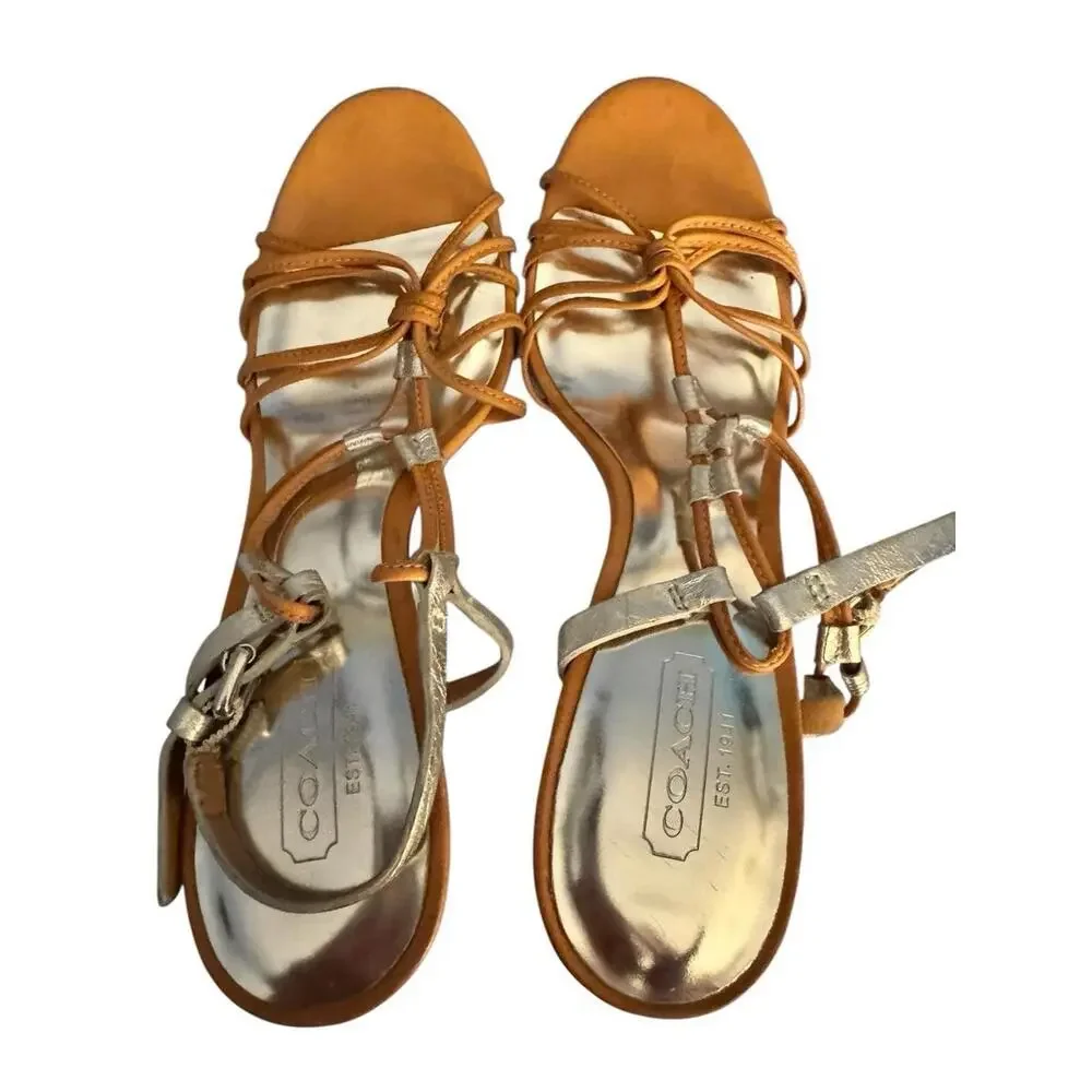 Coach Womens Brown Leather High‎ Straps Stiletto Heels Size 6 Y2K Chic - Picture 6 of 6